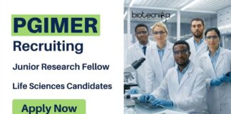 PGIMER Recruitment: Life Sciences JRF Job Opening, Applications Invited PGIMER Recruitment 2026 for Junior Research Fellow. Apply Now to Build a Strong Life Science Career in ANRF-funded Genomics Research.