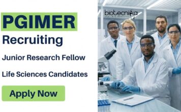 PGIMER Recruitment: Life Sciences JRF Job Opening, Applications Invited PGIMER Recruitment 2026 for Junior Research Fellow. Apply Now to Build a Strong Life Science Career in ANRF-funded Genomics Research.