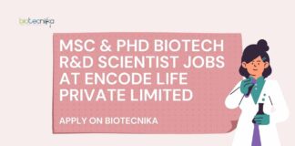PhD Biotech Scientist Jobs at Encode Life Private Limited, Apply on Biotecnika