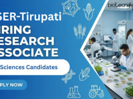 Research Associate Job at IISER-Tirupati.  Ph.D. degree in any area of Life Sciences, Agricultural Biotechnology Candidates, Apply Now.