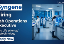 Entry-Level BSc Biotech Jobs at Syngene – Apply Online Apply for Syngene Jobs as a Lab Operations Executive in Bengaluru. Ideal for BSc biotech Jobs and Life Science Jobs in Discovery Biology.