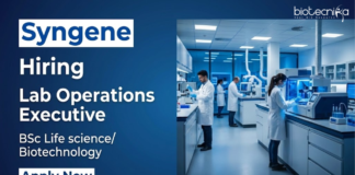 Entry-Level BSc Biotech Jobs at Syngene – Apply Online Apply for Syngene Jobs as a Lab Operations Executive in Bengaluru. Ideal for BSc biotech Jobs and Life Science Jobs in Discovery Biology.