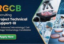 RCGB Hiring – Apply Now for Research Jobs in Life Sciences RGCB recruitment 2026 Offers Research Jobs for Candidates Seeking a Career in Life Science under an ICMR funded project in Kerala.