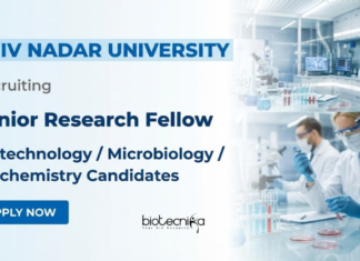 JRF Vacancy 2026 for Life Science Research at Shiv Nadar University Offering Fellowship Support and Strong Prospects for Research Jobs.