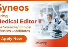 Life Science Jobs at Syneos Health – Apply Now for Medical Editor Role Apply for Medical Editor II at Syneos Health, a Hybrid Life Science Job Offering Career Growth in Medical Editing & QC Review