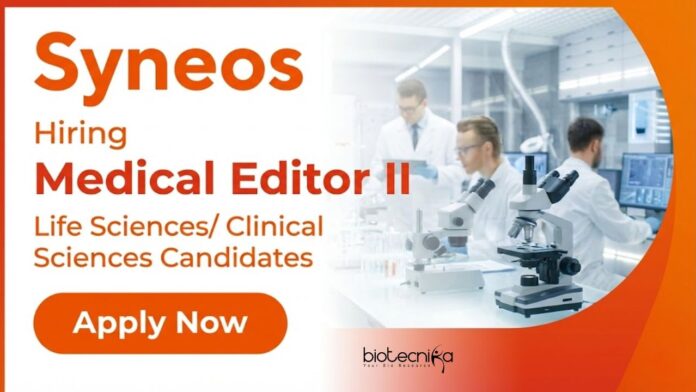 Syneos Apply for Medical Editor II at Syneos Health, a Hybrid Life Science Job Offering Career Growth in Medical Editing & QC Review