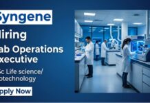 Entry-Level BSc Biotech Jobs at Syngene – Apply Online Apply for Syngene Jobs as a Lab Operations Executive in Bengaluru. Ideal for BSc biotech Jobs and Life Science Jobs in Discovery Biology.