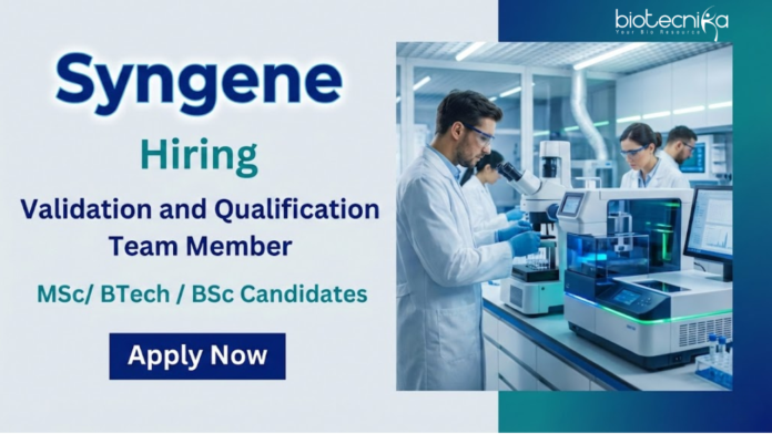 Syngene Apply for Validation Qualification Team Member at Syngene. Explore Life Science Jobs & Quality Assurance Jobs with a Growing Syngene Career.