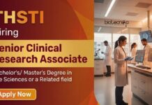 Clinical Research Associate Jobs For Life Sciences With Rs. 75,000 pm Pay at THSTI – Apply Online THSTI Recruitment Invites Applications For Senior Clinical Research Associate Jobs, Offering Strong Life Science Career Opportunities.