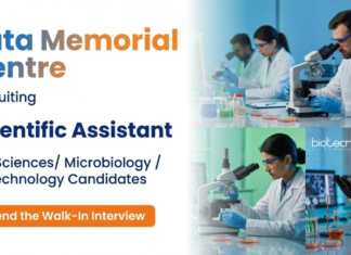Biotechnology Jobs at TMC – MSc, BTech & MTech Candidates Attend the Walk-In Interview TMC Recruitment 2026 invites candidates for Biotechnology Research Jobs as Scientific Assistant through Walk-In Interview at ACTREC.