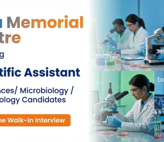 TMC Recruitment 2026 invites candidates for Biotechnology Research Jobs as Scientific Assistant through Walk-In Interview at ACTREC.
