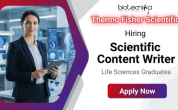 Scientific Content Writer Job at Thermo Fisher Scientific | Life Science Jobs Scientific Content Writer Job at Thermo Fisher Scientific life science careers banner