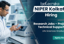 Research Jobs at NIPER Kolkata: Project Technical Support-II Opportunity | Apply Now Research jobs at NIPER Kolkata for Project Technical Support-II biotechnology vacancy