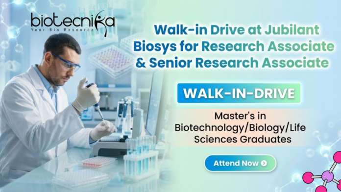 Jubilant Biosys Research Associate Jobs at Jubilant Biosys Bengaluru – Life Science Careers Walk-in Drive