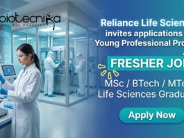 Young Professional Program at Reliance Life Sciences for Life Sciences Jobs and Bio Pharma Manufacturing