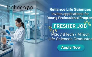 Young Professional Program at Reliance Life Sciences for Freshers | Life Sciences Jobs Young Professional Program at Reliance Life Sciences for Life Sciences Jobs and Bio Pharma Manufacturing