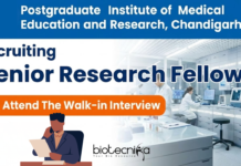 Senior Research Fellow at PGIMER. Life Sciences Candidates, Walk-in Interview. Opportunity in Chandigarh, India.