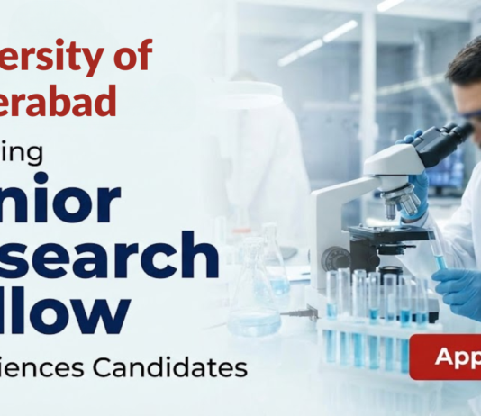 Junior Research Fellow at the University of Hyderabad. Life Sciences Candidates with expertise in Nanobiotechnology, Apply Now