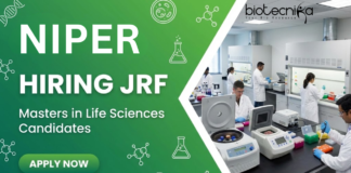 JRF Vacancy at National Institute of Pharmaceutical Education and Research. Life Sciences Candidates, Apply Now