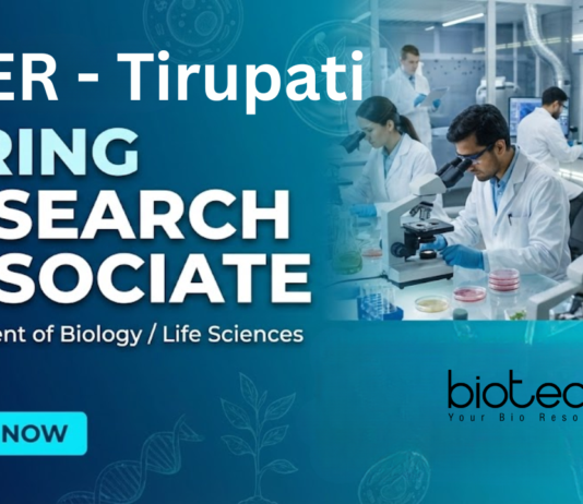 Research Associate Job at IISER Tirupati. Life Sciences Candidates, Apply Now. Focus on Rice Genome Editing & Root Engineering.