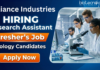 Research Assistant Job at Reliance Industries. Freshers Biology Candidates, Apply Now for this opportunity in Surat.