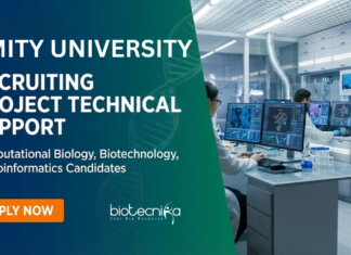 Research Job at Amity University. Bioinformatics & Computational Biology Candidates, Apply Now For Project Technical Support Role.