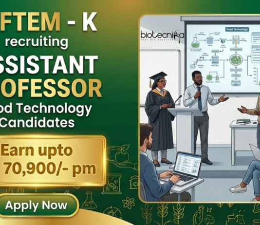 Earn ₹70,900/- With This Assistant Professor Job at NIFTEM-Kundli. Food Science Candidates, Apply Now. Food Science job at NIFTEM.