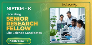 SRF Job at NIFTEM Kundli. Biotechnology & Life Sciences Candidates, Apply Now For This Senior Research Fellow Position.