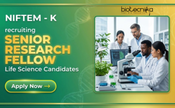 SRF Job at NIFTEM Kundli. Biotechnology & Life Sciences Candidates, Apply Now For This Senior Research Fellow Position.
