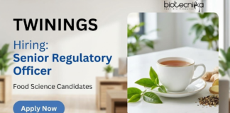 Regulatory Officer Job at Twinings. Kolkata. Exp in FSSAI & Food Science required. Food Sciences Candidates, Apply Now.