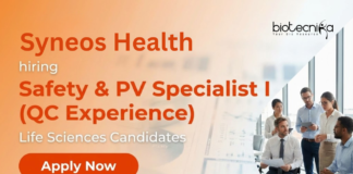 Life Science Job at Syneos Health. Apply Now For Safety & PV Specialist Position. Job in Serilingampalli, Telangana.