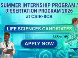 Life Science Internship at CSIR-Indian Institute of Chemical Biology. Summer Internship Program 2026. Life Science Opportunity in Kolkata.