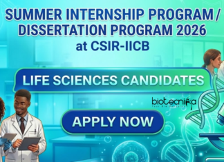 Life Science Internship at CSIR-Indian Institute of Chemical Biology. Summer Internship Program 2026. Life Science Opportunity in Kolkata.