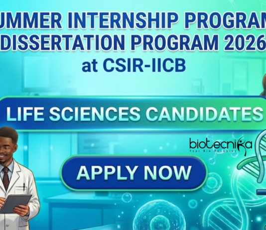 Life Science Internship at CSIR-Indian Institute of Chemical Biology. Summer Internship Program 2026. Life Science Opportunity in Kolkata.