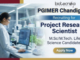 Research Scientist jobs at PGIMER Chandigarh for life science candidates