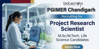 Research Scientist jobs at PGIMER Chandigarh for life science candidates
