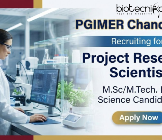 Project Research Scientist Jobs at PGIMER Chandigarh | Life Science Jobs Research Scientist jobs at PGIMER Chandigarh for life science candidates