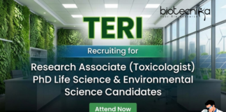 Research Associate Jobs (Toxicologist) at TERI – Life Science Jobs | Apply Now Research Associate Jobs TERI Careers Life Science Jobs in Toxicology