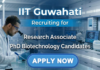 Research Associate Jobs IIT Guwahati Recruitment Biotech Jobs microalgae research