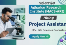 Project Assistant Jobs at Agharkar Research Institute | Life Science Jobs Project Assistant Jobs at Agharkar Research Institute for Life Science and Biotechnology Students