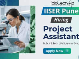 Project Assistant jobs at IISER Pune life science recruitment 2026