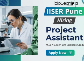 Project Assistant jobs at IISER Pune life science recruitment 2026