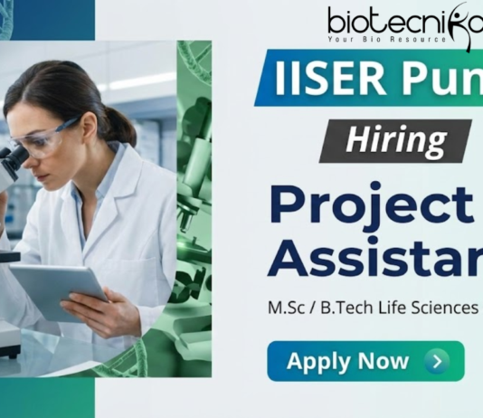 Project Assistant jobs at IISER Pune life science recruitment 2026