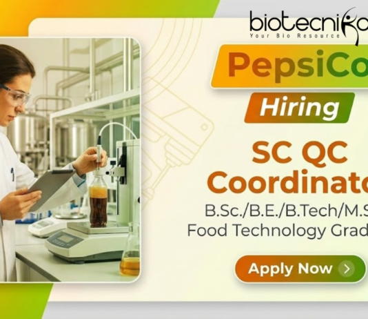 Food Technology Jobs at PepsiCo for Quality Control SC QC Coordinator role