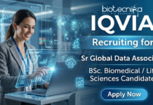 IQVIA Hiring Sr Global Data Associate | Life Science Jobs Life Science Jobs at IQVIA for Sr Global Data Associate – Biomedical Jobs in Bangalore