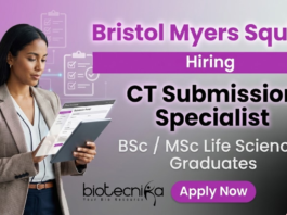 Life Sciences Jobs CT Submission Specialist at BMS Hyderabad