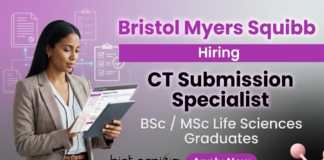 Life Sciences Jobs CT Submission Specialist at BMS Hyderabad