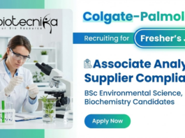 Associate Analyst Biochemistry Jobs at Colgate Palmolive Mumbai