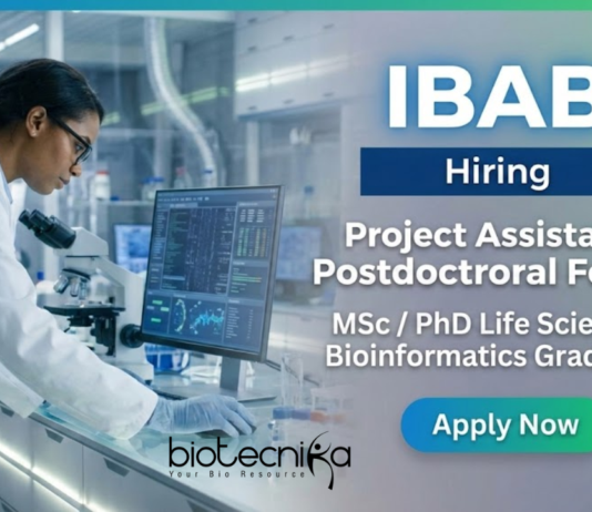 IBAB Research Jobs 2026 for Project Assistant and Postdoctoral Fellow in Life Science Jobs