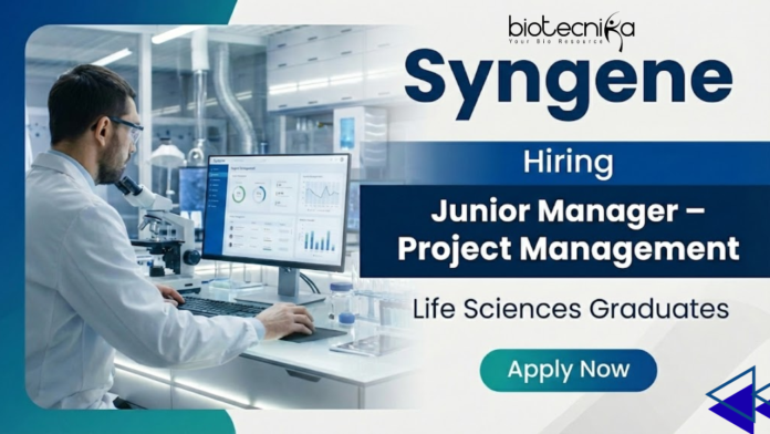syngene Junior Manager job life sciences jobs at Syngene Careers Project Management